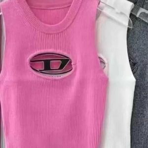 Designer Deisel Frauen Spicy Girl Metall Hohl Gestrickte Ärmellose Tank Top Frühling Neue Sexy Kurze Top Kleine Weibliche f1