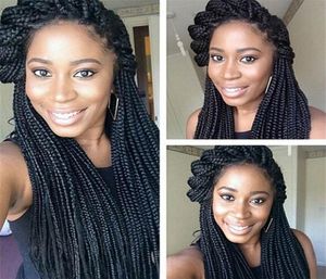 Mikro örgü peruk Afro -Amerikan Örgülü Peruklar Kadınlar için 14 Nitrelik Sentetik Peruk Uzun Düz Saç Örgülü Dantel Ön Peruk Kutusu Braid9954022