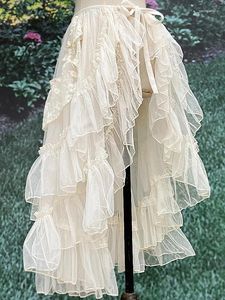 Kjolar dubbla skiktade lolita midjegardin ren täcker kjolens mångsidiga slöja halva med en känsla av nisch