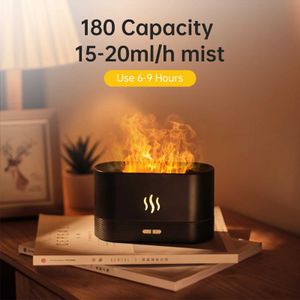 Fuktare Flame Arom Diffuser 180 ml Luftfuktare Aromaterapi Cool Mist Maker 7Colors Flame Lamp Humificador For Home