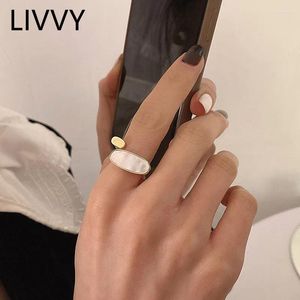 Cluster Rings LIVVY Silver Color Shell Geometric For Women Niche Design Fashion Personality Simple Golden 2024 Trend