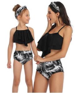 Ebeveyn çocuk swiwear mayo bikini takım elbise bölünmüş çocuklar kadınlar çocuklar çocuklar seksi yakuda esnek şık leopar baskı bikini takım