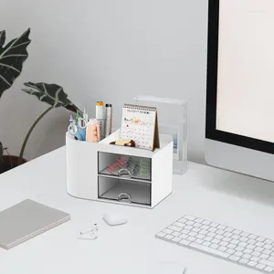 Förvaringslådor Desktop Cosmetic Organizer Durable Pen Cup Home Organization för sax Notera pappers sovrumsmaterial
