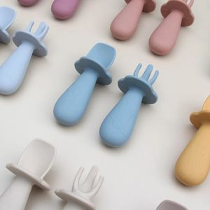 Baby's Feeding Spoon Food Grade Baby Food Supplement Training Spork Soft Anti-Fall No Wound Easy Grip Silicone Spork 240102