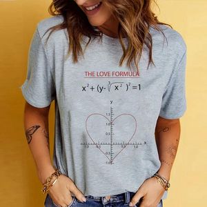 Mulheres Camisetas Tendência Mulheres Camisa Amor Fórmula Clássico Gráfico Senhoras T-shirt Casual Mulher Camiseta Engraçada Tee Femme 2000s Y2K Tops