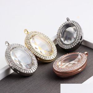 Pendant Necklaces Fashion Crystal Floating Locket Pendant Necklace For Couple Diy Po Box Lockets Frame Pendants Drop Delivery Jewelry Dh9Cx