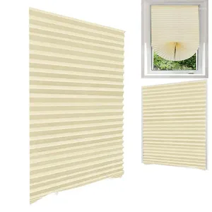 Curtain Cordless Blackout Shades Room Darkening Full Curtains Self-adhesive Pleated Cuttable Portable Roller Blinds