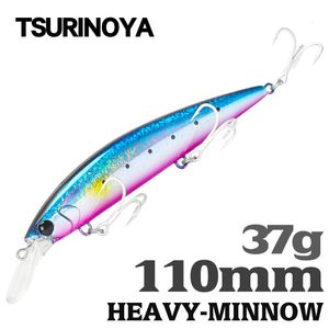 TSURINOYA 110mm 37g Heavy Weight Sea Fishing Lure Max 80m Ultra Long Casting Sinking Minnow WIZARD 110S Artificial Hard Baits 240102