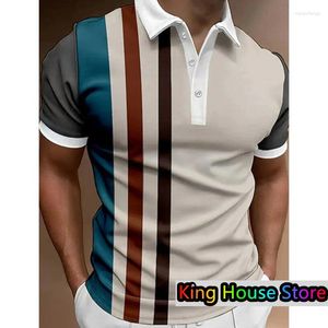 Männer Polos Sommer Übergroßen Polo-Shirt Mode Streifen Streetwear 3dPrinting Kurzarm Taste Sportswear Männliche Kleidung Für Männer