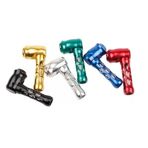 Hollow Prometheus metal hand pipe colorful tobacco oil burner pipes wax dry herb holder with glass tube cigarettes smoking accessories