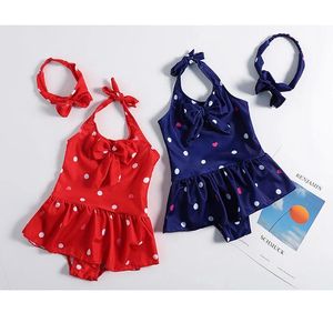 Indossa Rayseeda Costume da bagno intero per bambino alla moda con stampa a pois perizoma per bambini e ragazze, abbigliamento casual da spiaggia, resort, spa