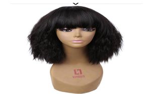 Kısa uzunluk Afro Kinky kıvırcık sentetik peruklar Afrikalı Amerikalı siyah kahverengi sarışın kızıl saçlı kadınlar için perruque cosplay wig65830268183714