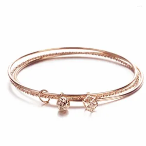 Bangle Russo Banhado 14K Rose Gold Terceira Geração Senhora Moda Clássico 585 Roxo Jóias Mulheres Temperamento Requintado