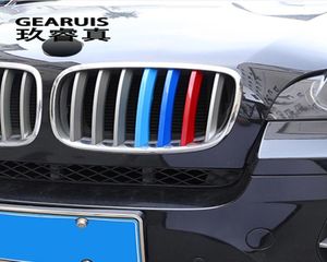 Car Styling Per BMW X5 x6 E70 E71 F15 F16 Accessori Testa Griglia Anteriore Per M Sport Stripes Grill Coperture Cap Telaio Auto Stickers5375597