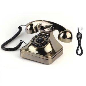 WX-3011# Antique Bronz Telefon Vintage Sabit Telefon Masaüstü Kablolu Sabit Telefon Ev El Ofisi için Eski Moda Telefon 240102