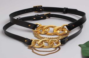 Designer classic luxury cowhide motorcycle women039s belt copper button head chain belt versatile outside with skirt belt top q8680965