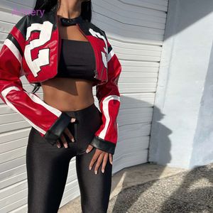 2024 frühling Herbst frauen Motorrad Jacke Neue Modische Kontrast Mantel Stickerei Spleißen Slim Fit Brief Weibliche Jacken Frau Outfit top