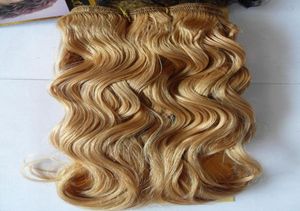 Brezilyalı bakire bal sarısı Brezilya vücut dalgası saç örgü demetleri 100 insan saçı dokuma 100 gpiece 1026inch remy saçları uzatma3742871