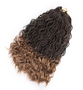 ギフトフック前波髪のセネガルの半カールかぎ針編みの編組16インチ合成ヘアエクステンション35 strands natural blac9425378
