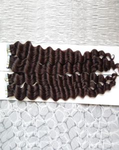 Brazylijskie dziewicze włosy głębokie fali skóry rozszerzenia włosów na taśmę 80PCS 200G Human Hair Extensons2595317