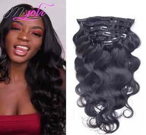 9A Grad 100 Virgin Body Wave Clip in Human Hair Extensions WAVY 1028 In Indian Virgin Clip in Hair Extensions 140G Human Hair 5948832