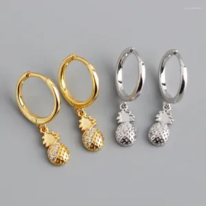 Hoopörhängen 925 Silver Needle Crystal ananas för kvinnor Girls Punk Ear Party Jewelry Brincos EH1136