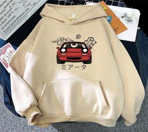 メンズフーディーズスウェットシャツアニメInitialHoodieJDM日本の自動車Miata MX5プリントフーディの女性クルーネック男性長袖プルオーバートップ2210256351009