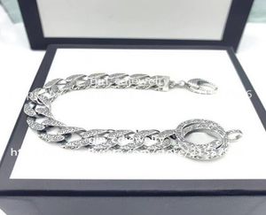 Lyxdesigner Fashion Alphabet Antique Silver Emalj Armband Net Red Par Birthday Wedding Engagement Gift8578847
