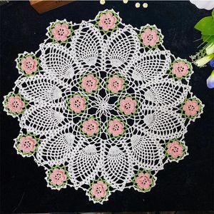 45 cm spets runda bomullsbord placera mat matsal tyg virkning placemat cup mugg bordsduk te coaster handgjorda doily kök 240102