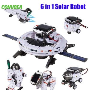 Creative 6 i 1 Solar Robot Car Space Ship Toys Technology Science Kits Solaire Energy Technological Gadgets Scientific Toy Boys 240102