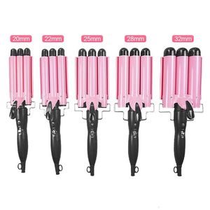 Irons Curling Irons 20222528 mm Profesjonalne ceramiczne włosy Triple Barrel Crimper Fala Water Ripple Ripple Rolls Electric Curler Stylowe narzędzie 2303