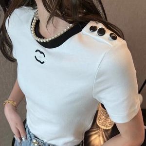 Womens T Shirt Designer para mulheres camisas com letras e pontos moda camiseta com letras bordadas verão manga curta tops tee mulher