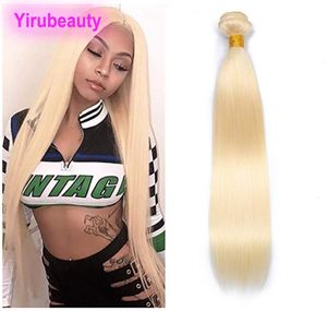 Peruvian Virgin Human Hair Extensions Blond Body Wave Deep Curly One Bundle 613 Color Double Wefts 1032Inch Blonde Straight Yiru6063175