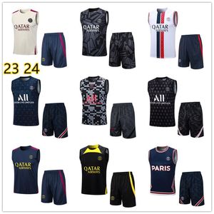 2023 2024 PSGES NY MAN SLEEVELESS SHORTS TRACKSUT 22 23 24 Paris Fotbollsträning kostym Soccer Jersey Uniform Chandal Adult Sportswear Set S-2XL