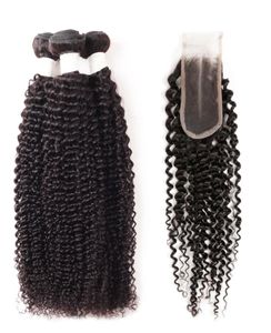 Ishow Brazylijskie ludzkie włosy wiązki Kinky Curly 3pcs z 24 zamknięciem naturalną czarną całość dla kobiet w każdym wieku 828 cali 6606433