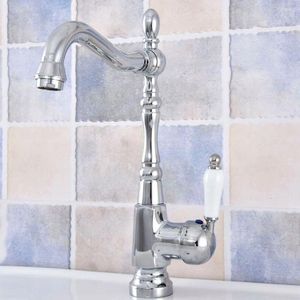 Rubinetti per lavandino del bagno Rubinetti miscelatori acqua fredda con foro monocomando cromato Lavabo Rubinetto da cucina con montaggio su piattaforma Nsf642