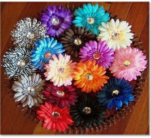 Gerbera Daisy Flower with Clips Baby Hair Bows Aligator Grip Girls Akcesoria Barrettes6127663