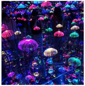 Outdoor LED Jellyfish Fiber Optic Colorful Light Hanging Lights Living Room Restaurant Home Decor Wedding Party Neon Sign Waterpro9341474