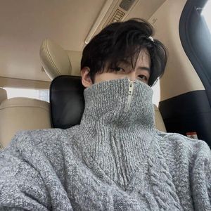 Erkek Hoodies Koreli Vintage Yarım Zip Sıradan Kazak Yelttaşlığı High-Id Lazy Büyük Boy Sonbahar ve Kış Ceket Erkek Giyim