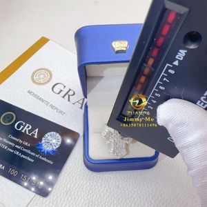 T GG Recém-chegados Certificados Gra Passam Testador de Diamante Branco Banhado A Ouro 925 Prata Hip Hop Vvs1 Moissanite Diamante Cruz Anel Homem