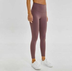 Naked Material Women Yoga Pants L85 Solid Color Sports Gym Wear Leggings High midja Elastic Fitness Lady total tights Workout8312499
