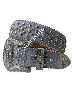 Punk Dark Rhinestone Belts Women Designer Leather Strap Diamond Bing Belts Western Cowboy Y2K E Girls Fashion Belt For Jeans Men1022034