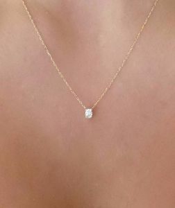 Fashion Gold Diamonds Necklaces Delicate Solitaire Pendant Dainty Pendants Necklace Bridal Jewelry Floating Diamond Jewellery9875191