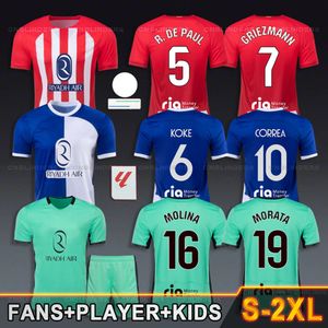 Atletico Madrids 2023 24 Griezmann Antoine Jerseys Soccer Football Kit Nahuel Molina Koke Depay Alvaro Morata Jan Oblak Correa Depay Youth kids Uniforms