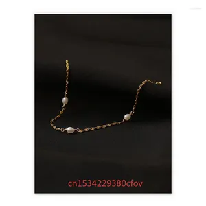 Braccialetti con ciondoli Placcatura in ottone di alto colore con oro autentico Versatile braccialetto di perle a catena fine in stile giapponese Accessori moda