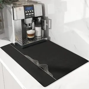 Table Mats Absorbent Drain Pad Kitchen Dish Drainer Drying Mat Tableware Coffee Draining Printed Dinnerware Placemat Rugs