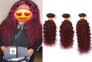 Vinho Vermelho Feixes de Cabelo Humano Molhado e Ondulado Extensões de Cabelo Virgem Puro 99J Borgonha Onda de Água Vermelha Brasileira Cabelo Humano Tecer Tramas 9316515