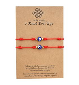 7 węzłów Blue Evil Eye Bransoletka papierowa Bransoletka Regulowana Lucky Red Bracelets Para biżuteria Bransoletka Przyjaźń 2PSCS3727170