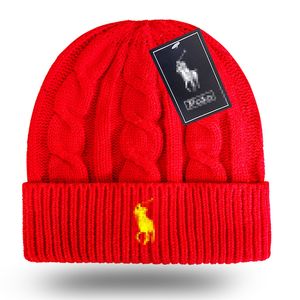 高品質の新しいデザイナーポロビーニーユニセックス秋の冬のビーニー編み帽子男性と女性の帽子クラシックスポーツスカルキャップレディースカジュアルD4