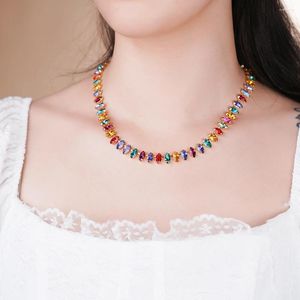 Collana girocollo coreana per donna cristallo colorato lusso elegante signora gioielli casual festa di compleanno ufficio 2024 pollici